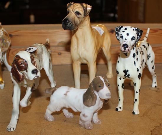3 Beswick models of dogs & a Copenhagen dog